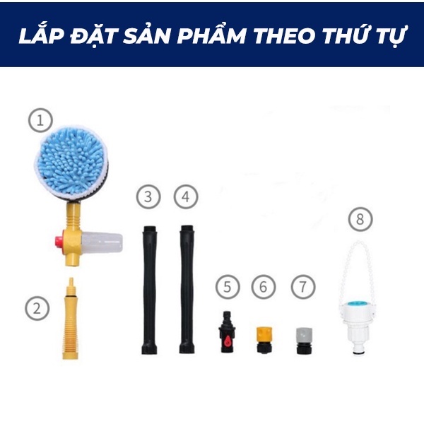 Chổi rửa xe thông minh đa năng tự xoay 360° làm sạch bề mặt ô tô