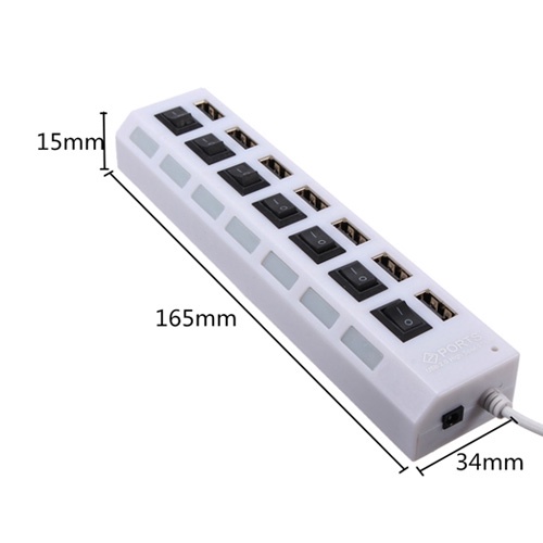 Hub chia 7 cổng usb tốc độ cao có công tắc bật / tắt đa năng chuyên dụng cho pc / laptop