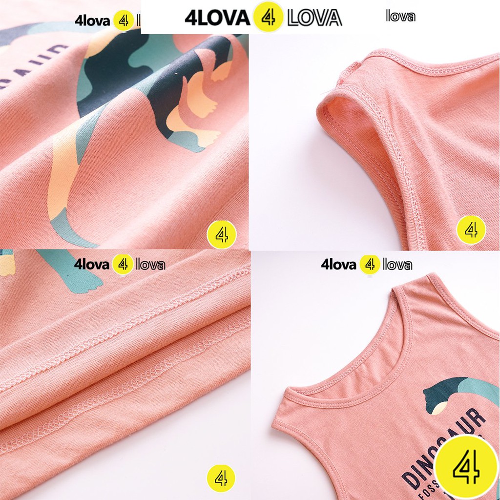 Bộ quần áo ba lỗ 4LOVA cho bé trai hoạt hình chất liệu cotton mềm mại thoáng mát hàng chính hãng từ 8-30 kg