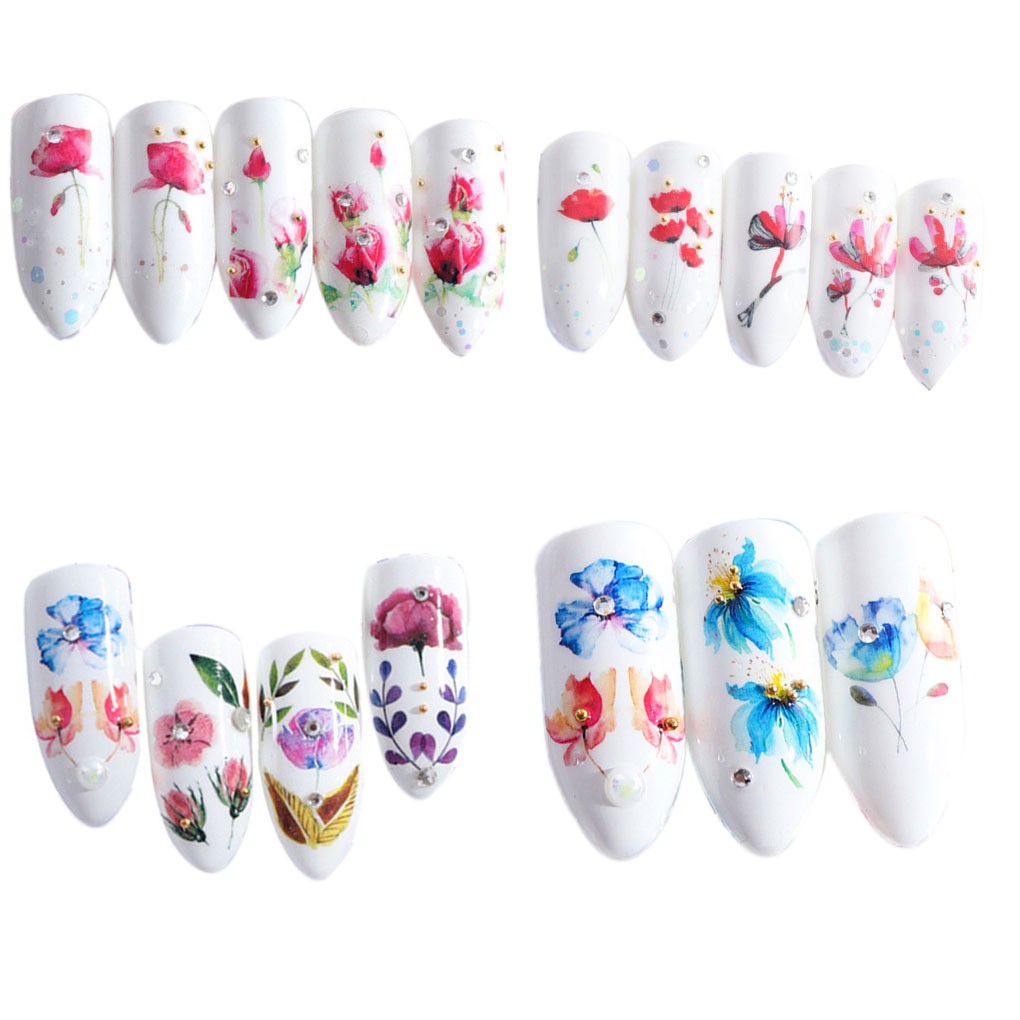 [Hàng mới về] Miếng dán trang trí móng tay hình bông hoa nhiều màu xinh xắn