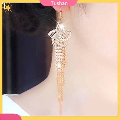 Đôi hoa tai tua rua dài tòn ten thời trang nữ