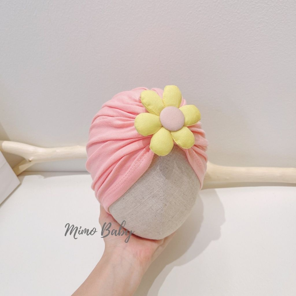 Mũ nón turban đính hoa phồng dễ thương cho bé gái 6-24m MTB92 Mimo Baby