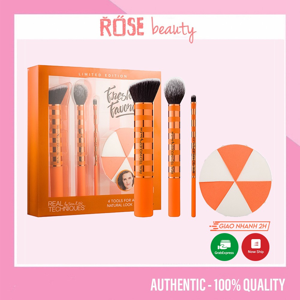 Bộ cọ trang điểm Real Techniques Fresh Face Favourites Brush 3 cây kèm bông mút