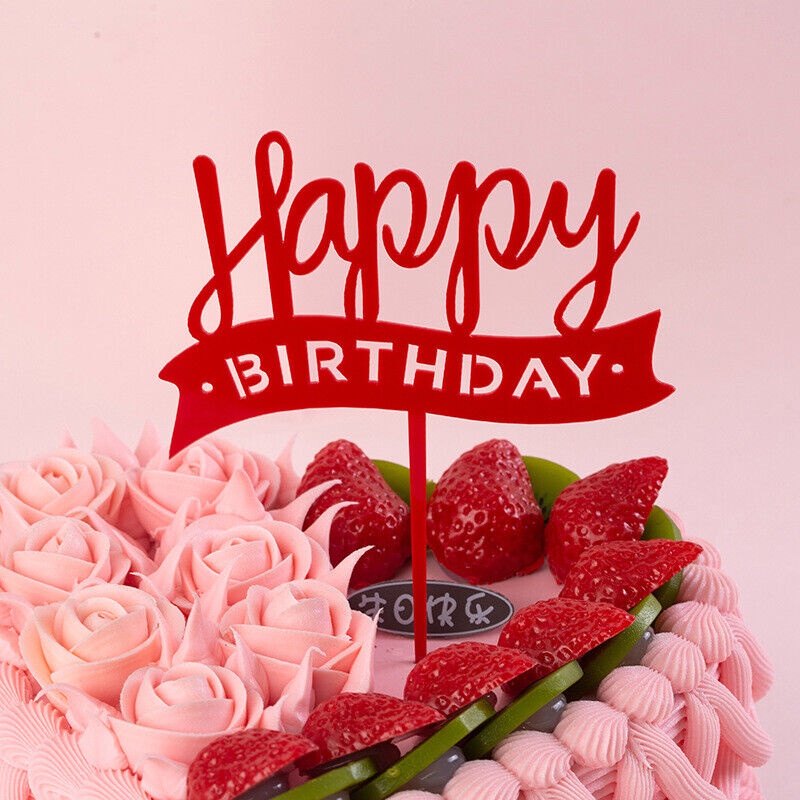 Chữ Happy Birthday Bằng Acrylic Cắm Trang Trí Bánh Kem