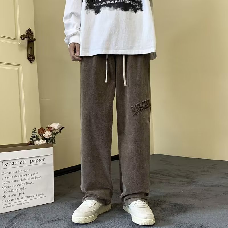 Quần Nhung Dày Ống Rộng Thêu Họa Tiết Phong Cách Vintage Hàn Quốc Thời Trang Cho Nam fashion quần nam đẹp bigsize quần jean ống đứng from rộng simple quần jeans nam