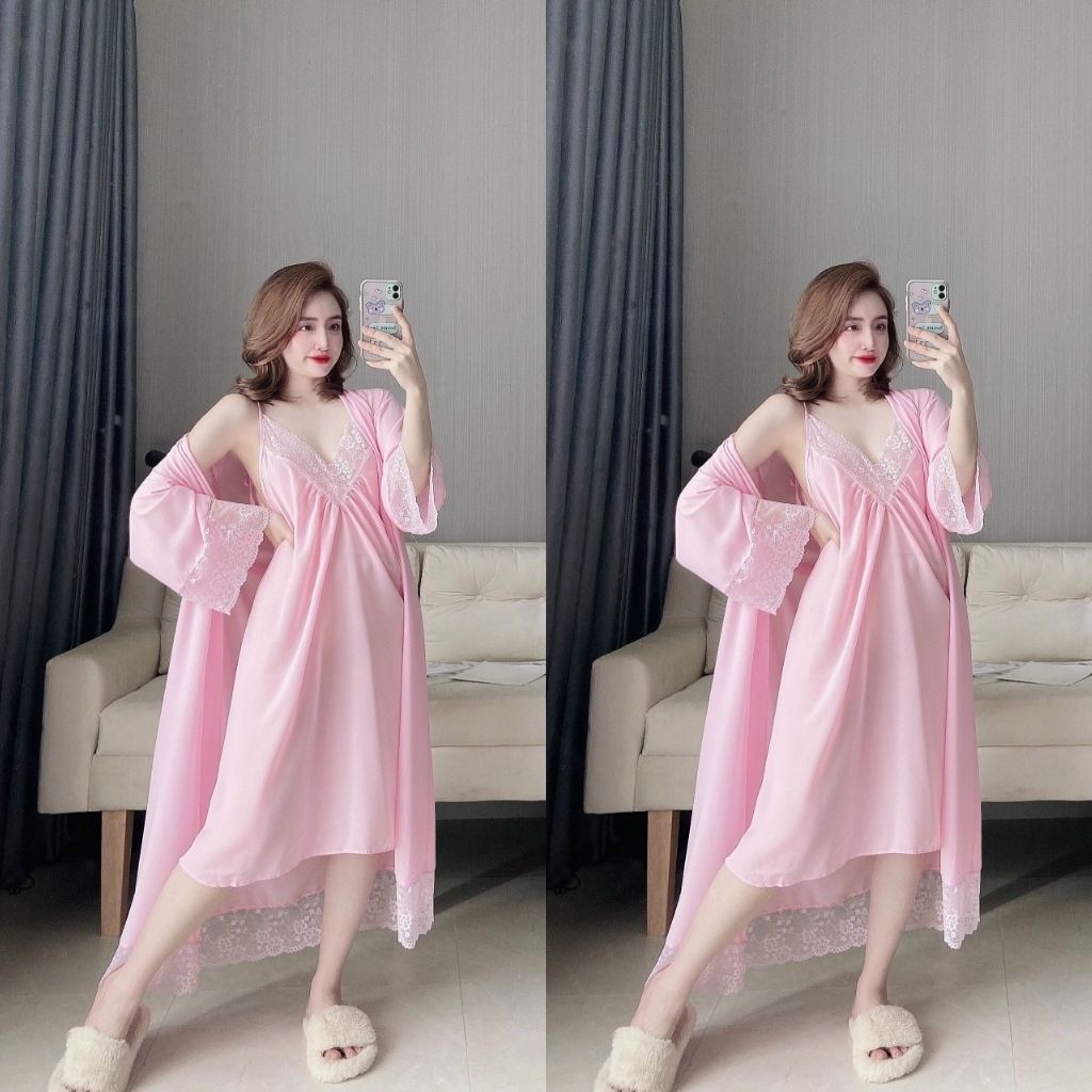 Váy ngủ áo choàng ❣️FREE SHIP❣️ Đầm ngủ sexy lụa Chiffon Chất Siêu Mát Dáng Siêu Xinh <80kg