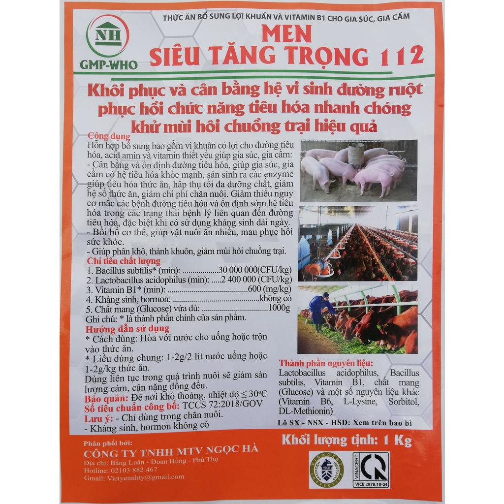 1 gói 200g Men Siêu Tăng Trọng Khôi phục, cân bằng hệ vi sinh đường ruột, khử mùi chuồng nuôi dùng cho gia súc, gia cầm