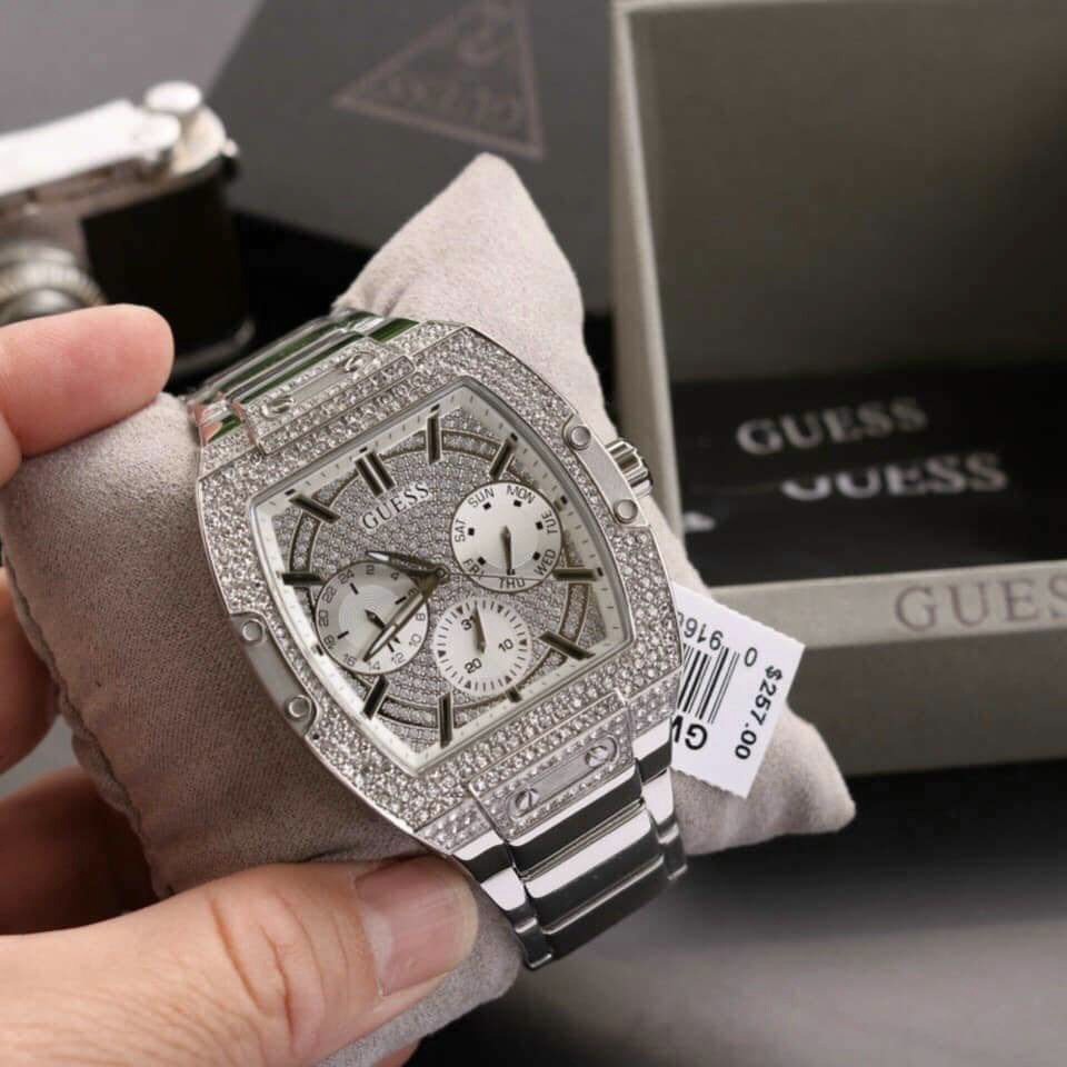 ĐỒNG HỒ CẶP GUESS SILVER TONE CASE SILVER TONE STAINLESS STEEL WATCH