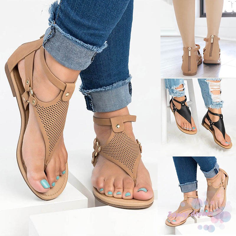 Xăng đan Nữ Đế Bệt Đục Lỗ Thông Thoáng Chống Trượt Đi Biển Mùa Hè