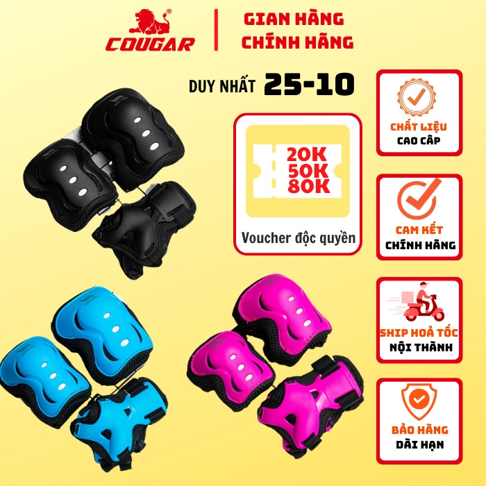 Bộ Bảo Vệ Tay Chân Cougar-Centosy P5 Cao Cấp Bảo Hộ Khủy Tay, Đầu Gối Cho Bé Khi Chơi Thể Thao, Trượt Patin, Đi Xe Đạp