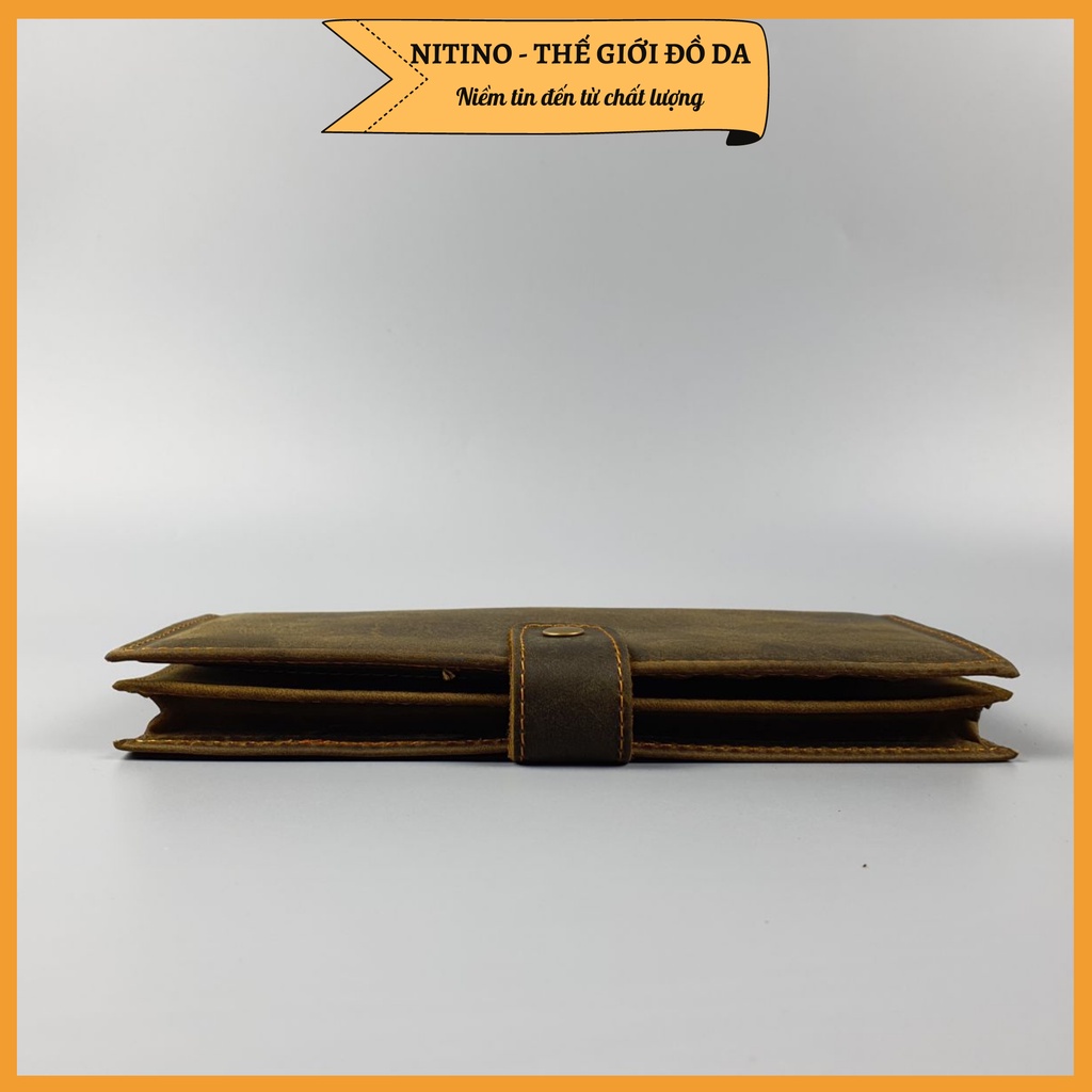 Ví da bò sáp cầm tay, ví dài nam nữ cao cấp đựng vừa điện thoại VD10