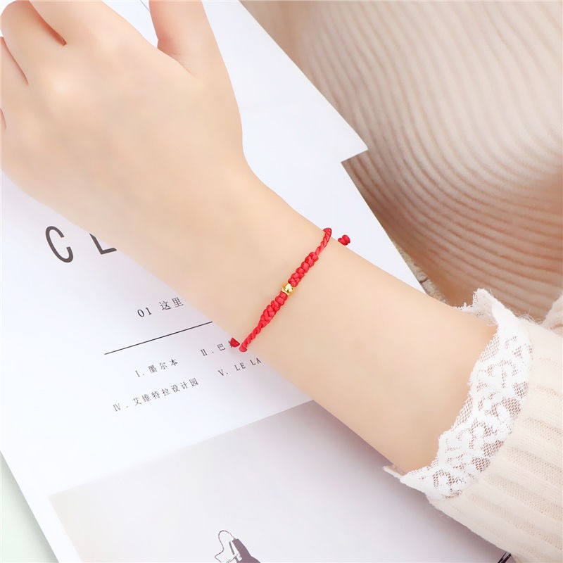 Vòng Tay Chỉ Đỏ May Mắn Charm Hạt Châu Vàng HA68