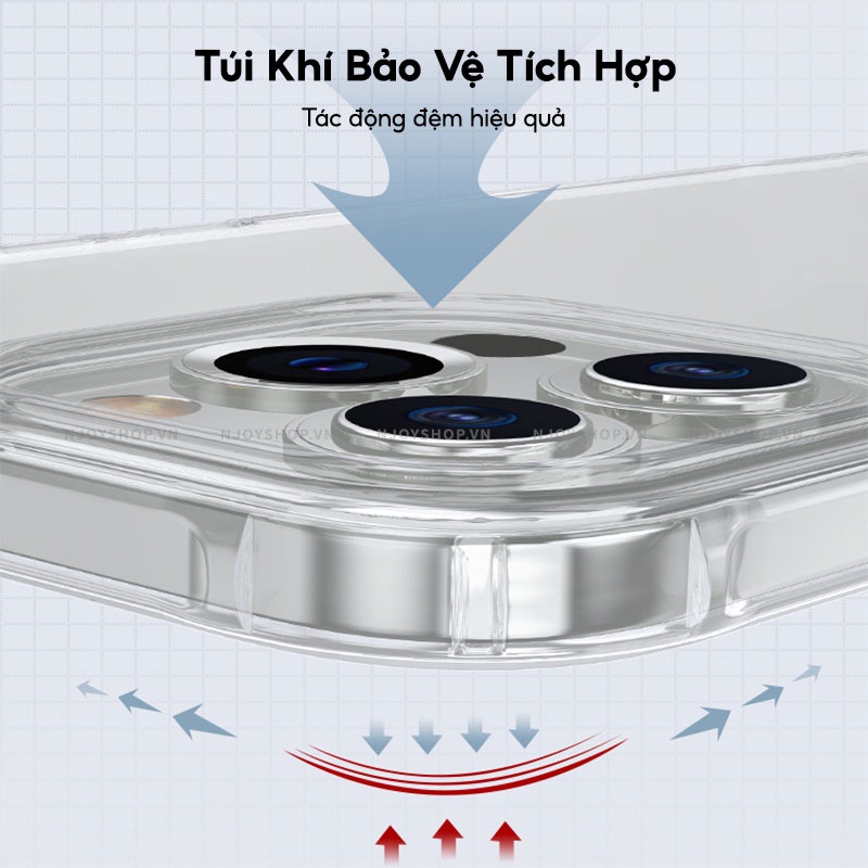 Ốp Lưng Kính Cường Lực Cao Cấp Chống Ố Vàng Hybrid Clear 4 Góc Chống Sốc Cho Điện Thoại 13 Pro Max Njoyshop