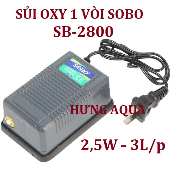 Máy sục oxy bể cá, sủi oxy mini SL/SB-2800 nhỏ gọn tiết kiệm điện, chạy êm khỏe (chọn combo dây + quả sủi) rẻ nhất