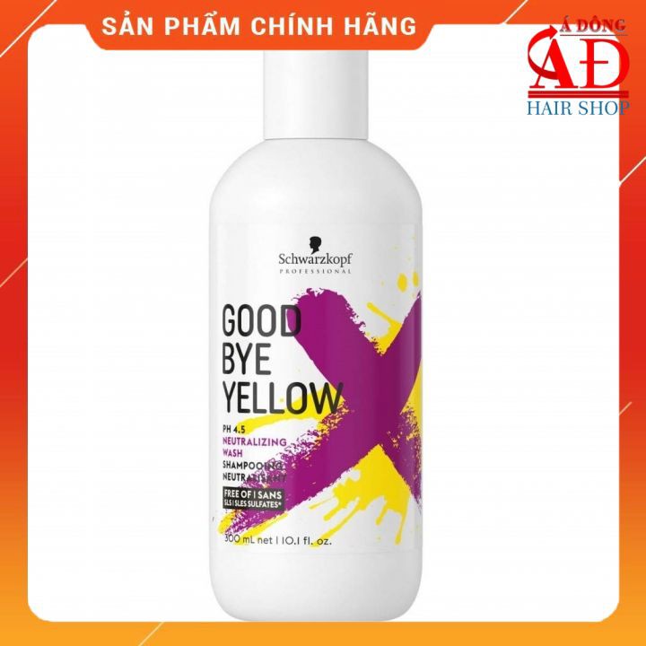 [+Tặng mũ trùm] Dầu gội tím khử vàng Schwarzkopf Goodbye Yellow cho tóc trắng xám bạch kim 300ml (ĐỨC)