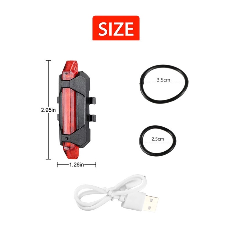Đèn led xe đạp thể thao chống nước sạc usb nháy 3 chế độ, Đèn hậu xe đạp gắn đuôi cảnh báo an toàn ban đêm