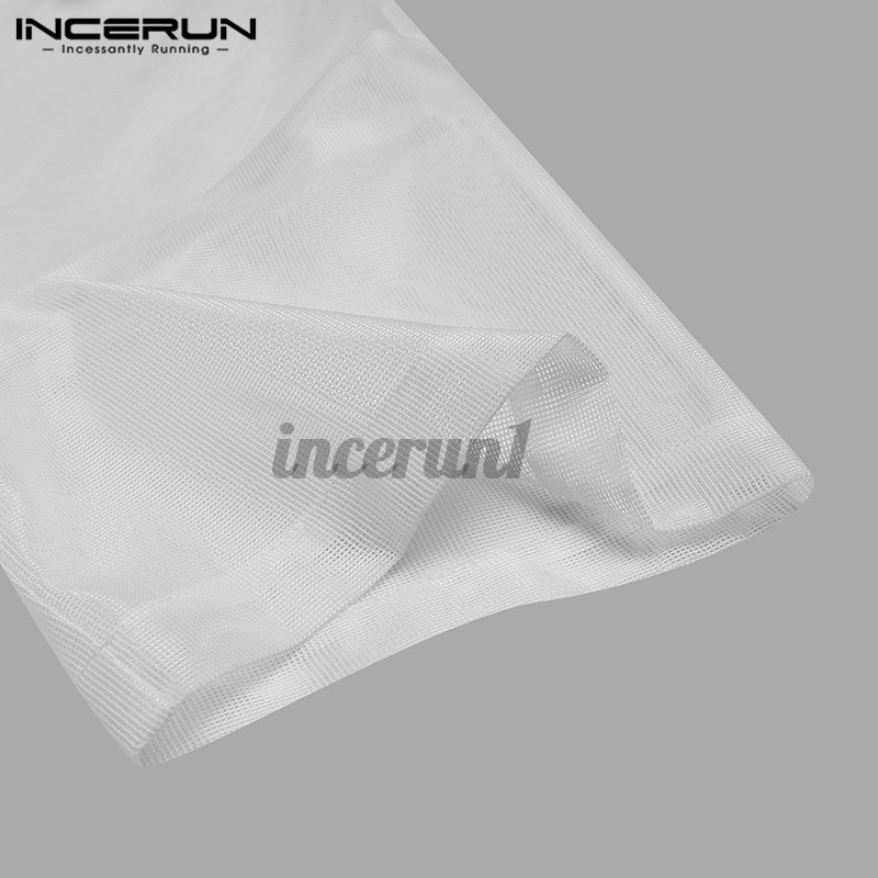 Áo Sơ Mi INCERUN Tay Ngắn Phối Lưới Thời Trang Cho Nam | BigBuy360 - bigbuy360.vn