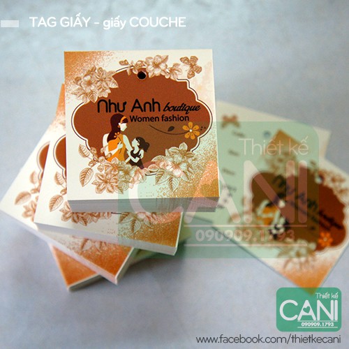 500c In theo yêu cầu Tag Thẻ Giấy vuông thoi 5x5cm Tem treo quần áo