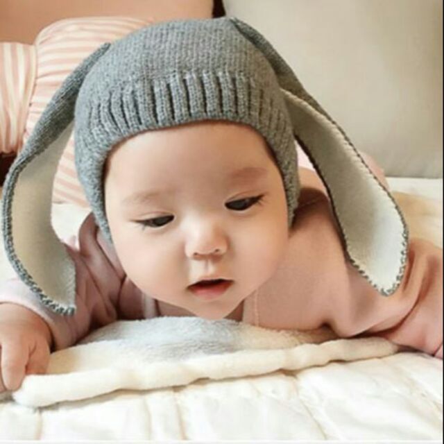 Mũ len tai thỏ ấm áp cho bé