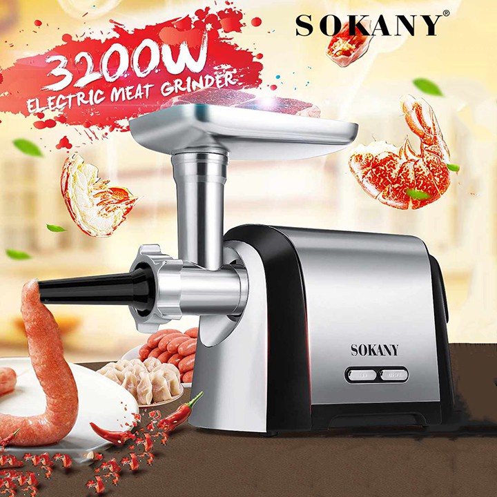 [ SỈ - LẺ ] Máy Xay Thịt, Xay Rau Củ Đa Năng Công Suất Lớn 3200W Sokany Nhập Khẩu Chính Hãng [ BH - 12 Tháng]