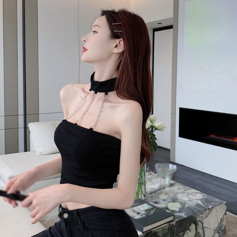 Áo Tank Top Màu Đen Thiết Kế Dây Đan Chéo Quyến Rũ
