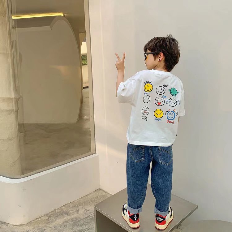 Áo thun BXPB cotton tay ngắn in họa tiết thời trang mùa hè cho bé trai 3-15 tuổi