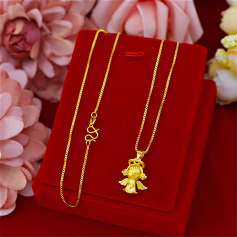 Dây Chuyền Xi Mạ Vàng 375%Phong Cách Hàn Quốc Angel Necklace with Moving Wings