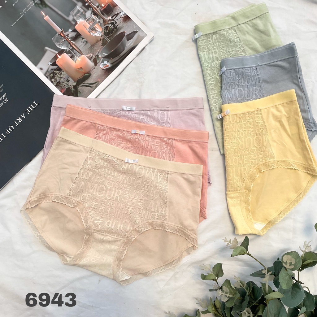Quần lót nữ cotton phối ren , quần lót lưới hoạ tiết thời trang 6943