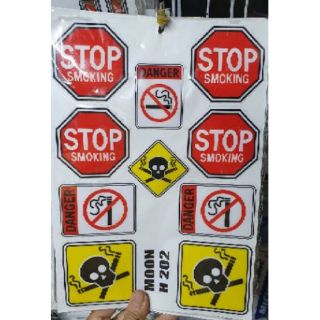 Tem dán xe máy nổi logo cảnh báo stop cấm hút thuốc #scb