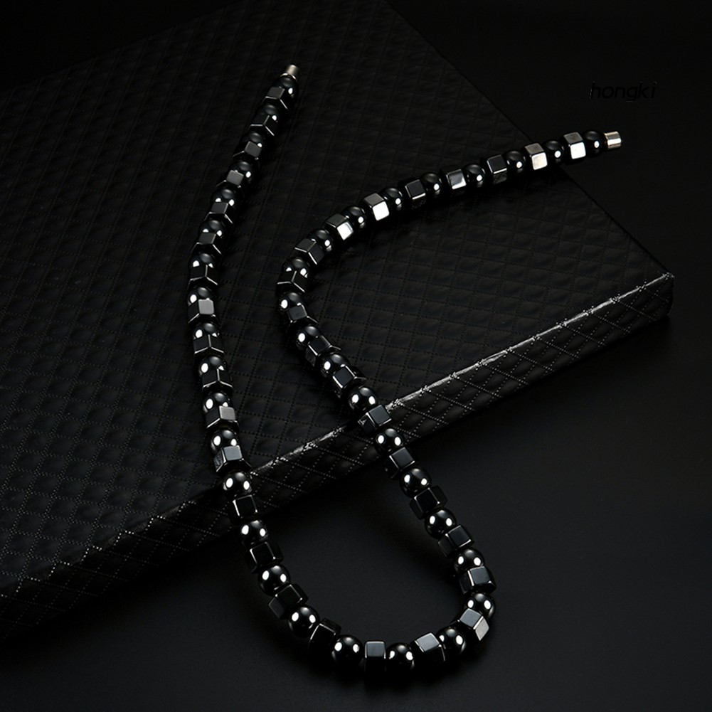 (Hàng Mới Về) Vòng Cổ Hạt Nam Châm Từ Tính Màu Đen Cho Nam Và Nữ