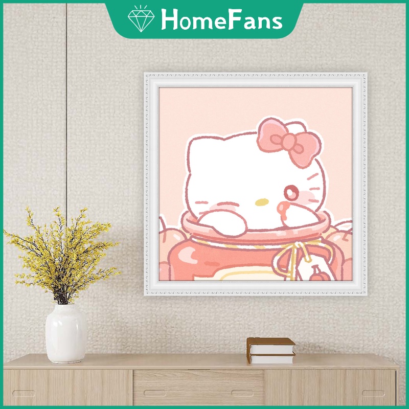 Bộ Tranh Đính Đá 5D Tự Làm 30x30cm / 40x40cm / 50x50cm Hình Hello Kitty