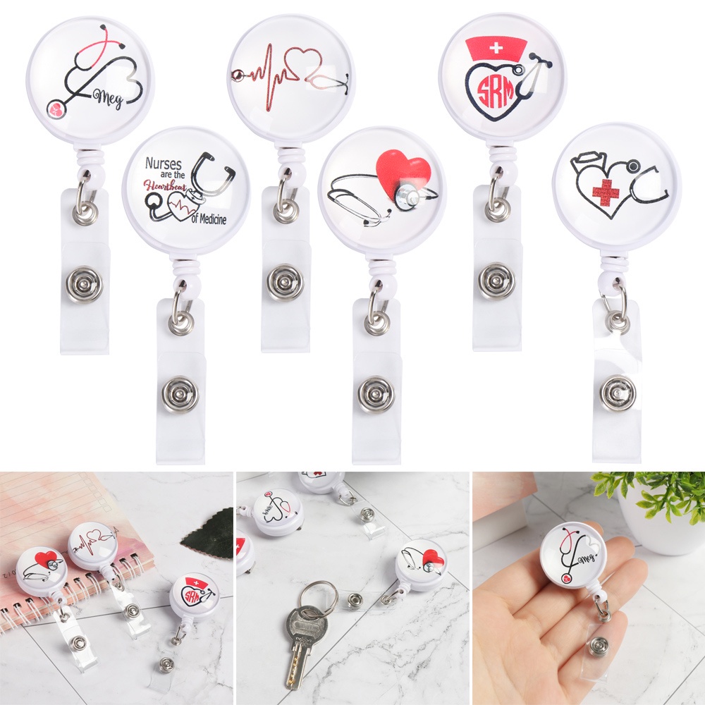 Móc kẹp thẻ ID có thể cuộn vào và rút ra tránh thất lạc bằng nhựa tiện dụng dành cho y tá/ sinh viên