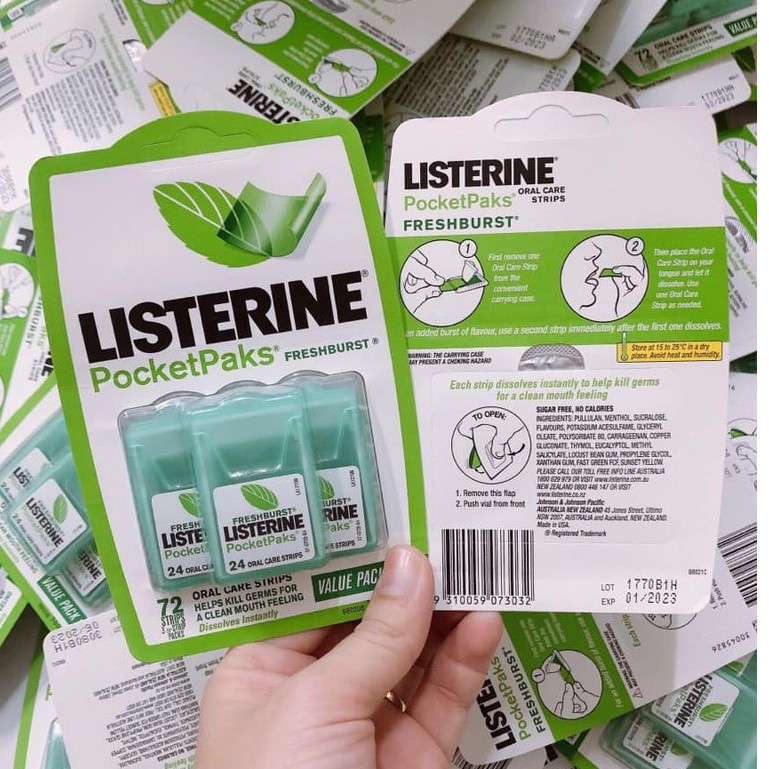 Miếng Ngậm Thơm Miệng Bạc Hà Listerine PocketPaks Freshburst 72 Miếng