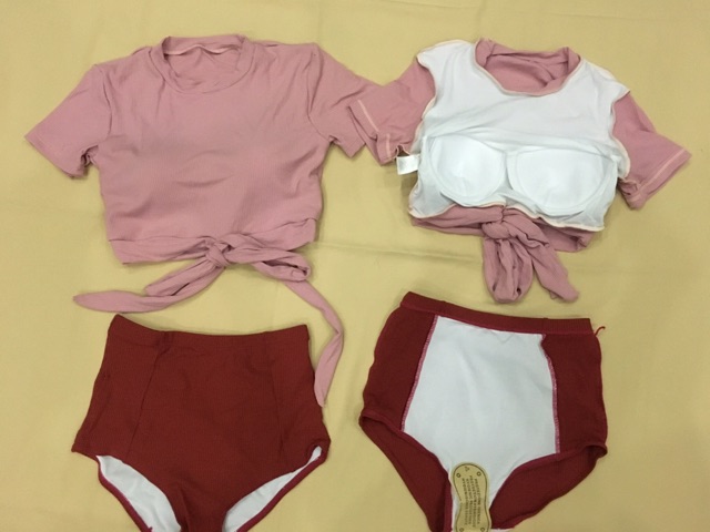 CÓ SẴN BIKINI đồ bơi nữ thun gân màu hồng