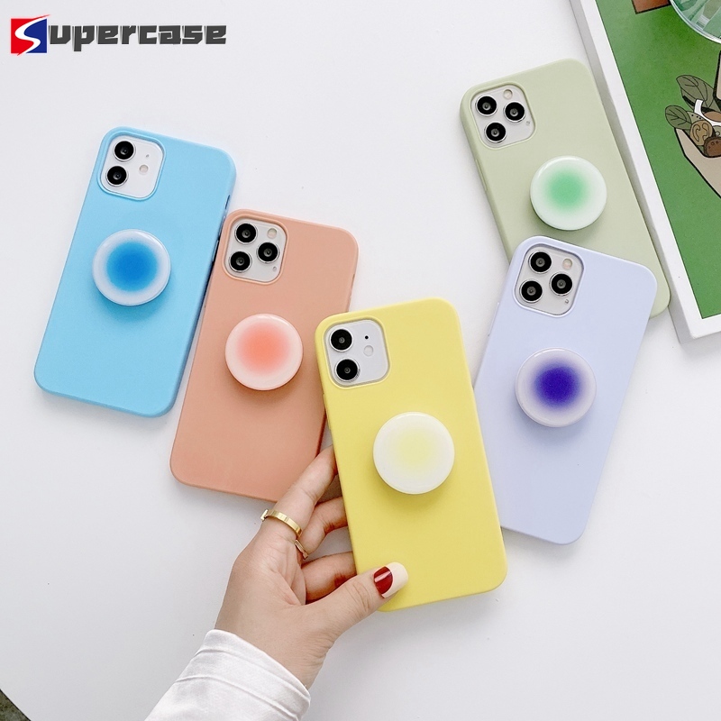 POP SOCKET Ốp Điện Thoại Mềm Màu Trơn Có Giá Đỡ Cho Oppo Ax7 A5S A12 A3 A83 A1 A59 A39 A57 A37 Neo 9 F1S Ace 2 A1K