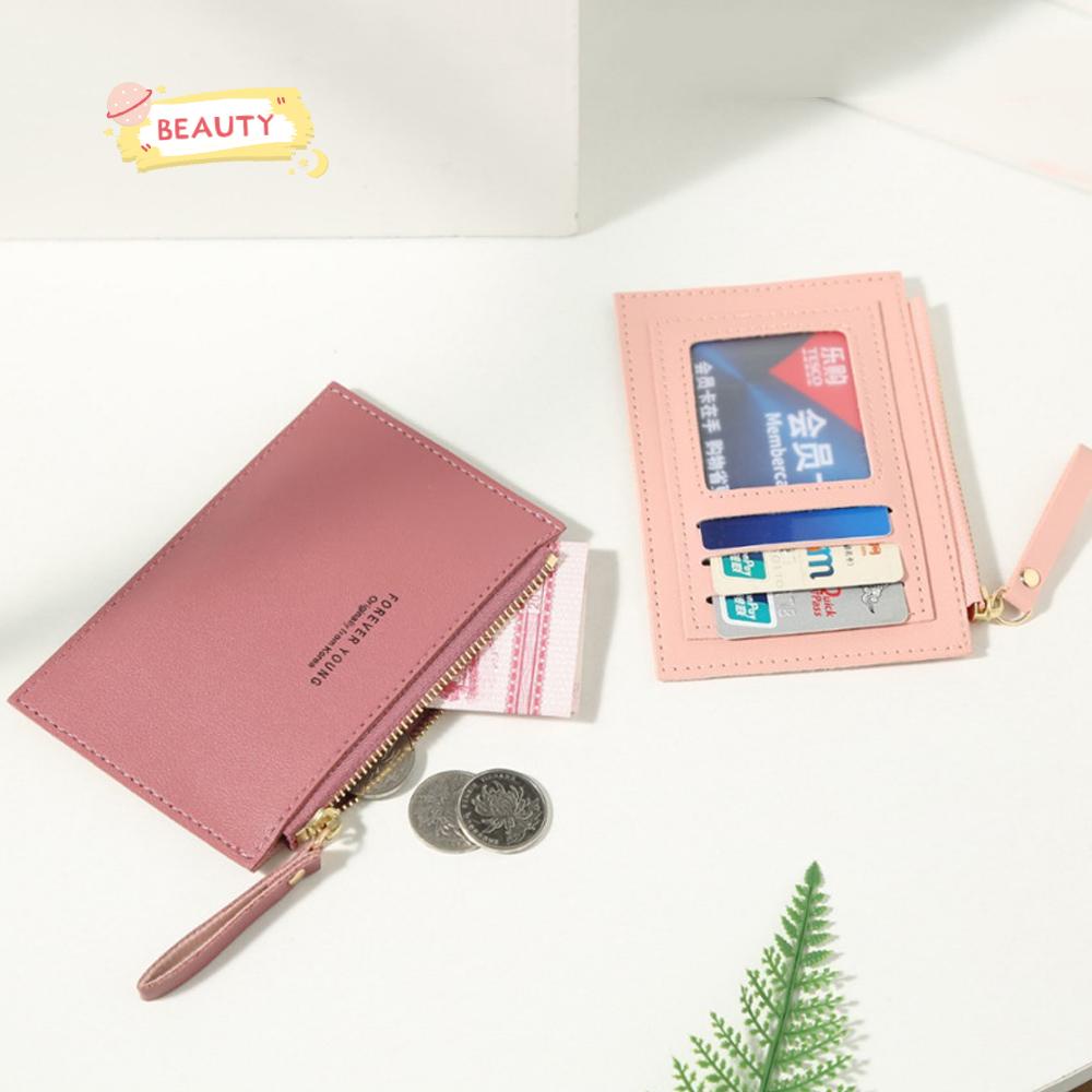 ❈BEAUTY❈ Men's Short Purse Gift Credit Card Holder Mini Business Wallet PU Girls Ladies Women's Name Card Holder Pure Color/Multicolor
