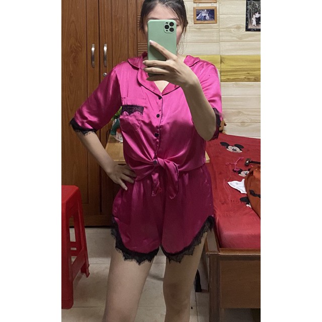 ♥️ Shop Uy Tín ♥️ Đồ bộ nữ, bộ pijama lụa đùi viền ren sexy siêu mát mịn