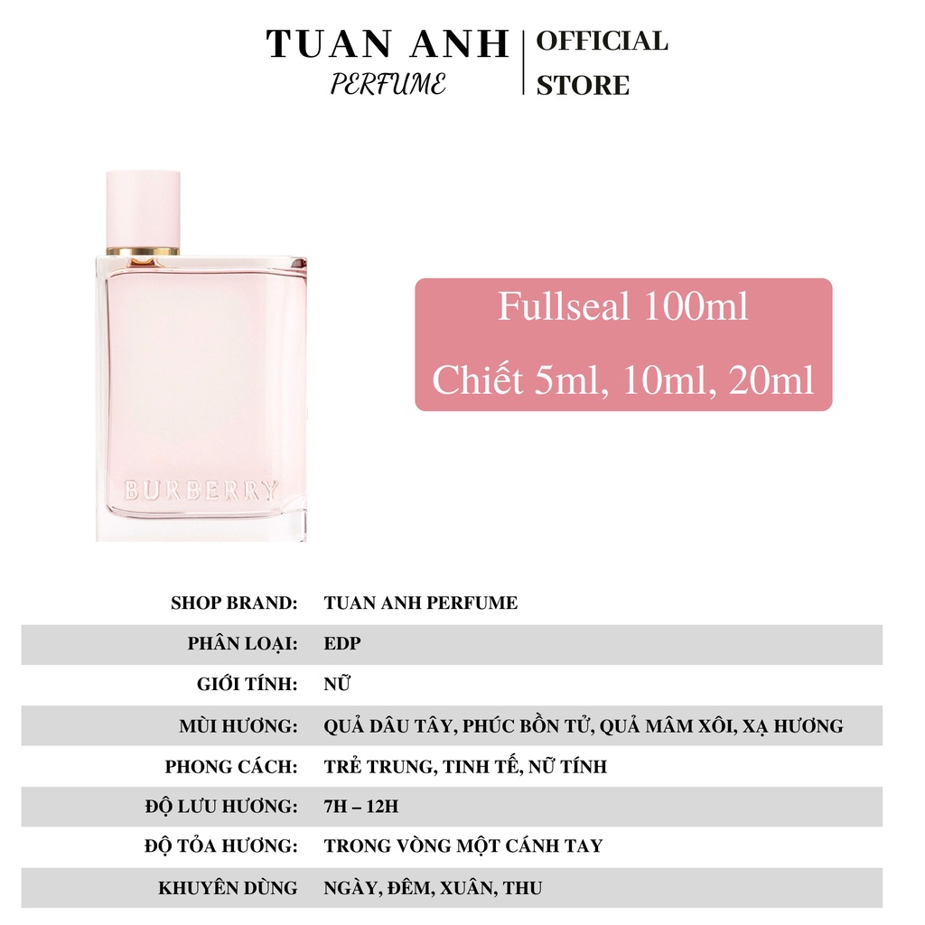 Nước hoa nữ thơm lâu chính hãng Her Burberry Eau de Parfum cao cấp TUANANHPEUFUME