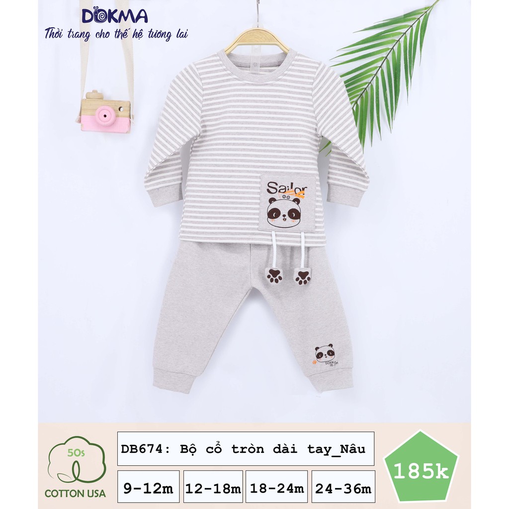 Dokma - Bộ cổ tròn chất nỉ nhung kẻ dày 9-36m DB674