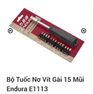 Bộ tuốc nơ vít gài 15 mũi endura e1113