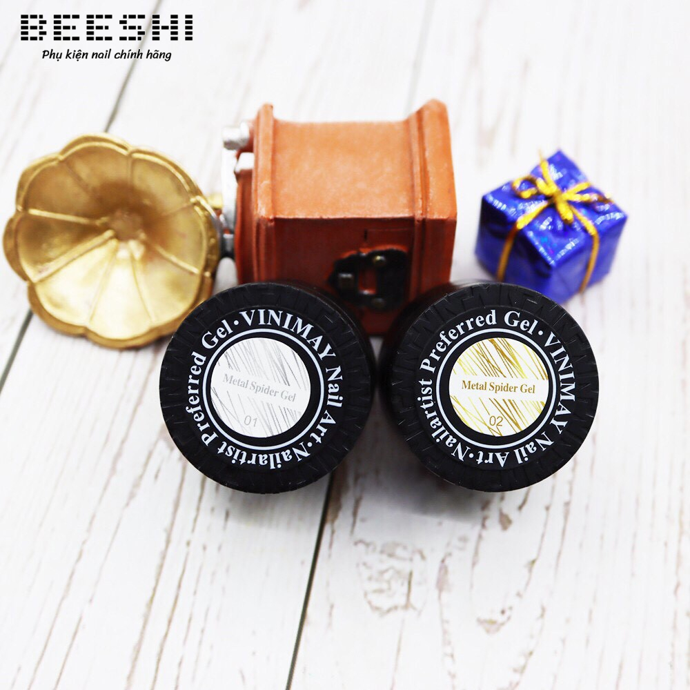 Gel nhện vinimay đen trắng nhũ vàng bạc làm móng chuyên nghiệp- beeshi shop nail