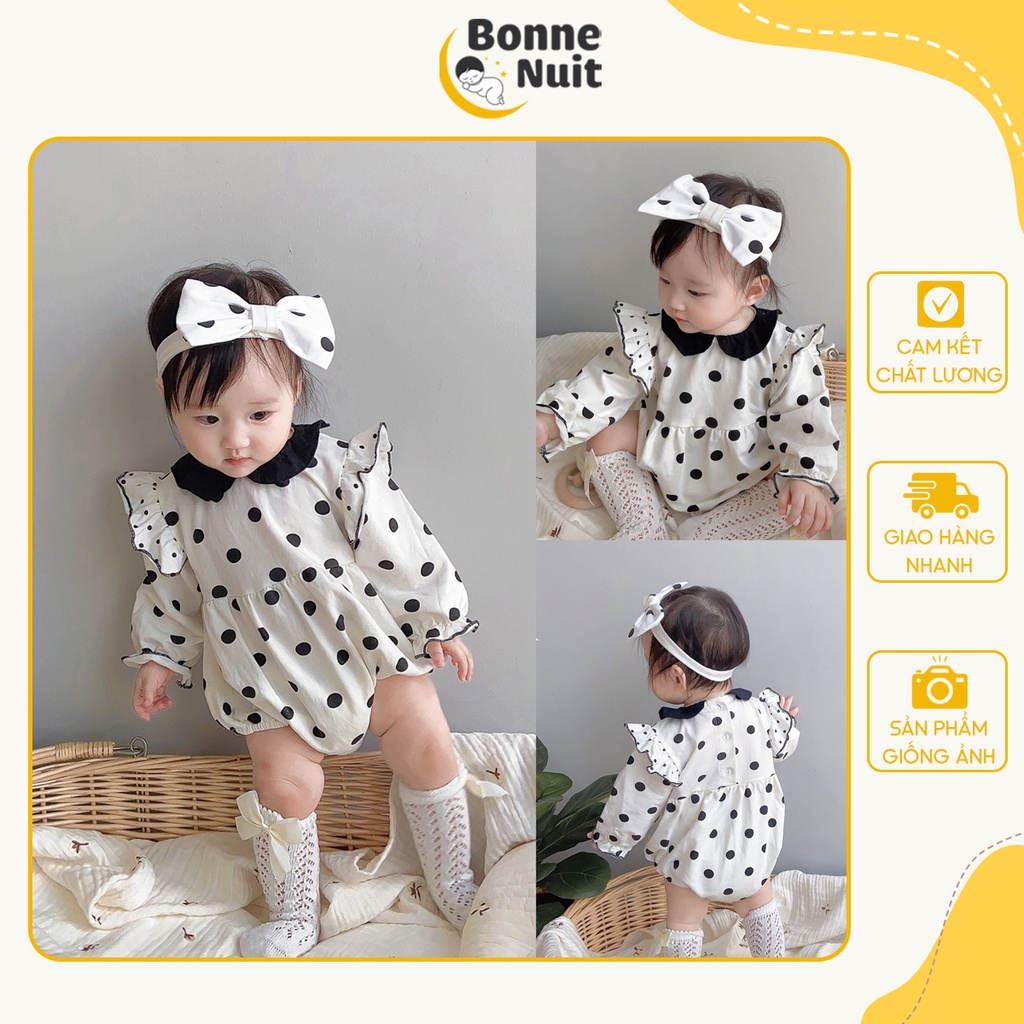 Set bodysuit chấm bị cho bé gái Big Dot kèm băng đô