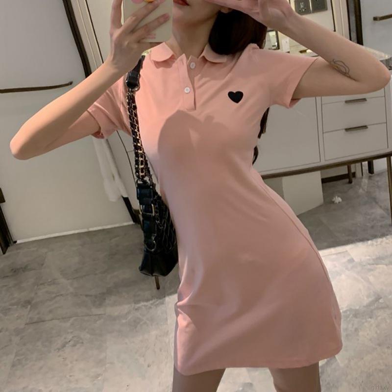 Đầm tay ngắn màu trơn thời trang Hàn Quốc đơn giản