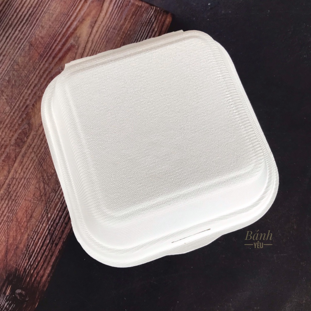 Bộ 10 Hộp Bã Mía Đựng Bánh Kem Mini/ Hộp bã mía vuông trắng