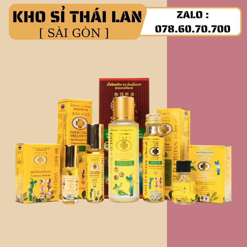 Dầu chữ thập vàng thảo ḋược Gold Cross Yellow Oil Thái Lan 24ml và 15ml