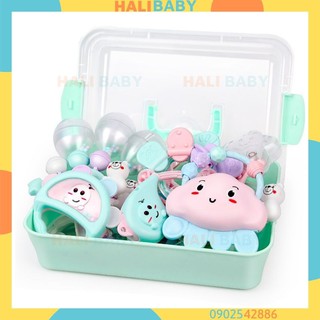 Xúc xắc gặm nướu nhựa abs an toàn cho bé lục lạc bộ 8,9,10,11,12 món halibaby xx02