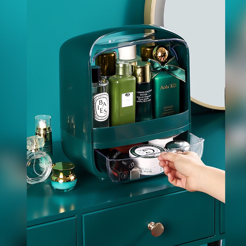 Hộp đựng đồ trang điểm cỡ nhỏ pandora màu xanh, tủ để đồ trang điểm mini NPR20