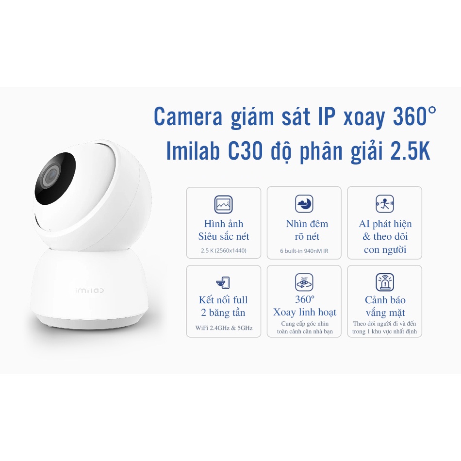 Camera giám sát ip xoay Xiaomi Imilab C30 QHD 2.5K Bản Quốc Tế