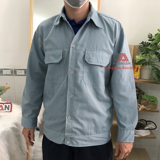 Áo Công Nhân Bảo Hộ Lao Động Màu Xám Dùng Trong Cơ Khí, Xây Dựng Áo BHLD Kaki