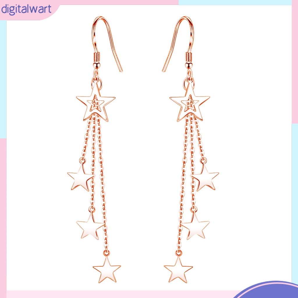 Đôi Khuyên Tai Dài Hình Ngôi Sao Lấp Lánh Thời Trang Cho Nữ